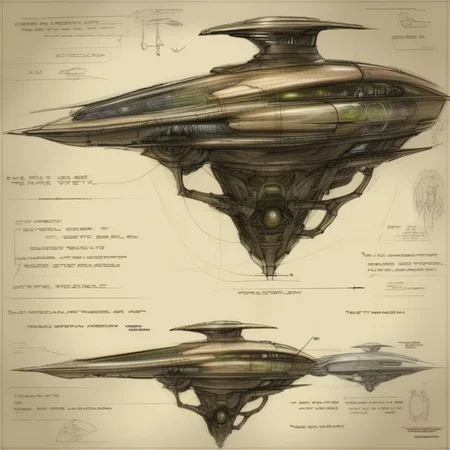 futscribe alien ship technical sketch<lora:futscribe:1>