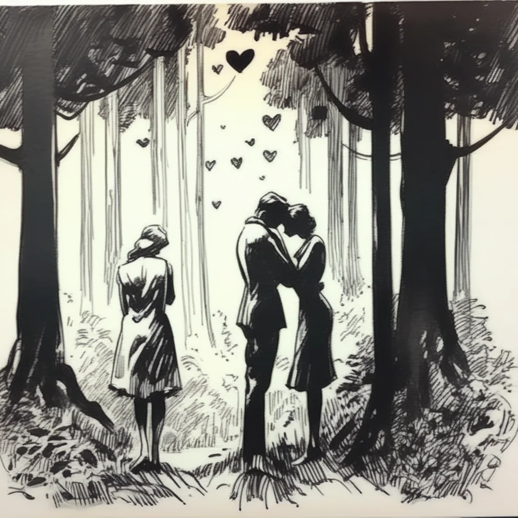 drawix6lovers in forest black ink <lora:drawix6:1>