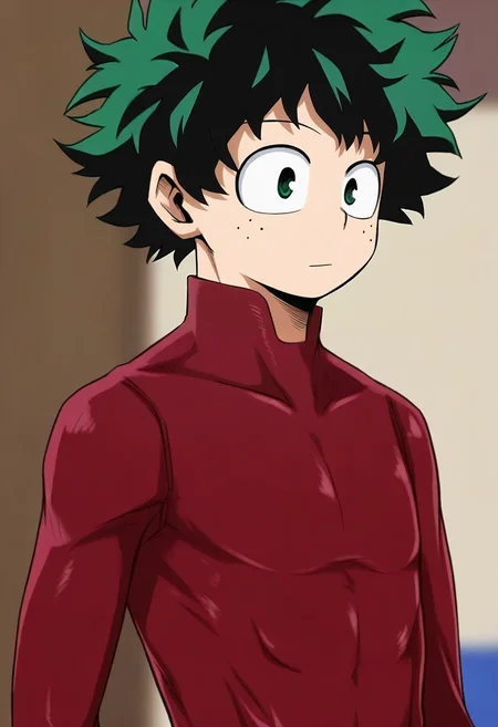 intricate details, semi-realistic, , depth of field, 1boy, solo, male focus, <lora:izuku_midoriya_ilxl:0.82>, izuku_midoriya, green hair, green eyes, short hair, , fruits costume