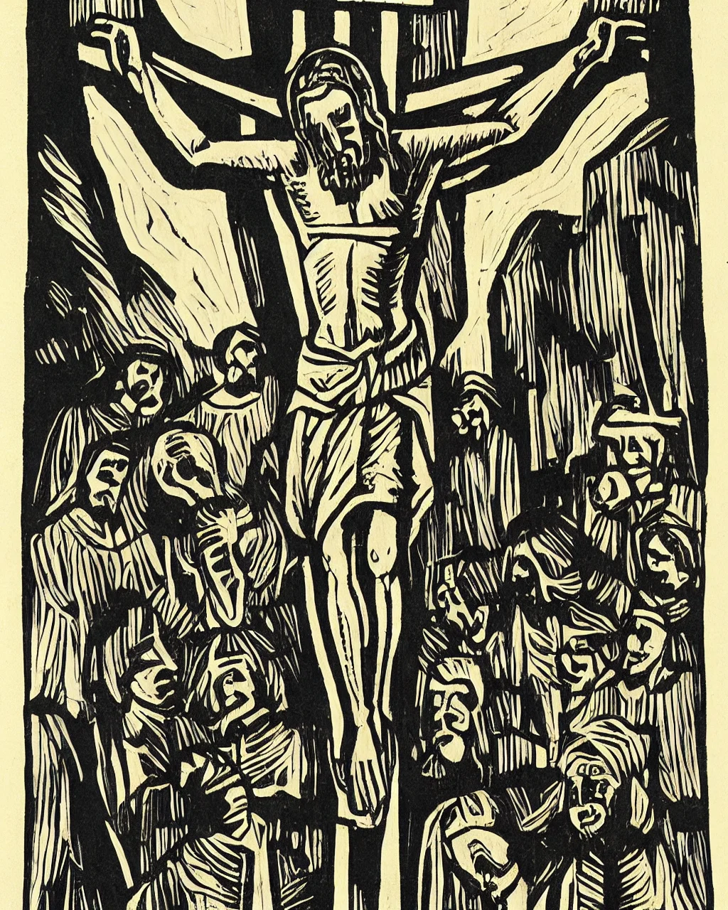 drckgrfk style image of jesus christ crucified, hanging dead on the cross <lora:dreamlookai_stable-diffusion-v1-5_step_2200_b53ad249_lora [drckgrfk style]:1>