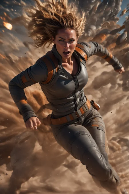 action shot, cinematic still, cinematic color grading, female action hero, scifi, explosions<lora:EnvyActionShotXL01:0.85><lora:fix_hands:1>