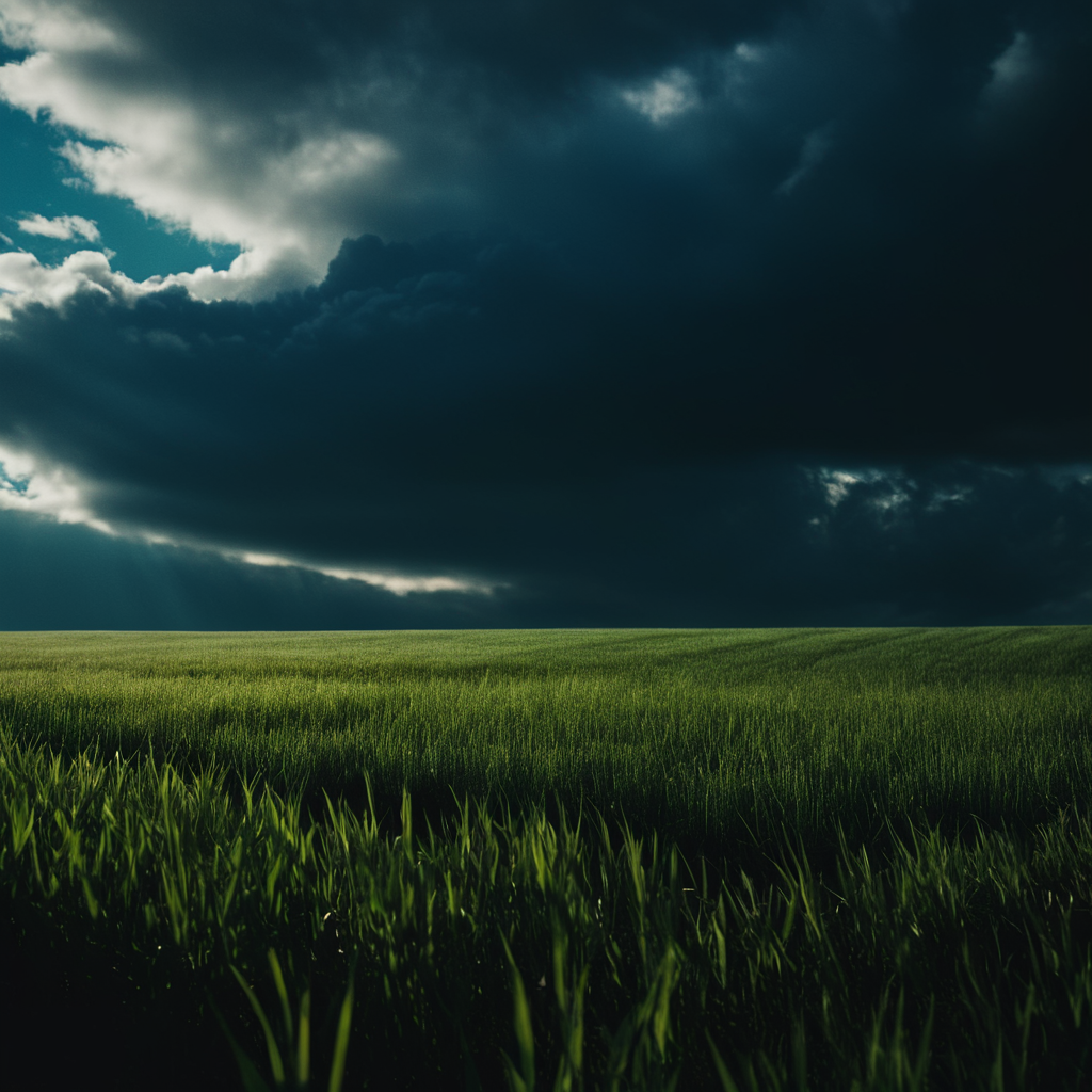 cinematic film still of  <lora:Chiaroscuro Lighting Style:1>
dramatic, cinematic, shadow, partially covered in shadow, a field with a dark sky and a few clouds Chiaroscuro Lighting Style, outdoors, sky, cloud, no humans, cloudy sky, grass, nature, scenery, dark, green theme, landscape, low light, dim light, shallow depth of field, vignette, highly detailed, high budget, bokeh, cinemascope, moody, epic, gorgeous, film grain, grainy