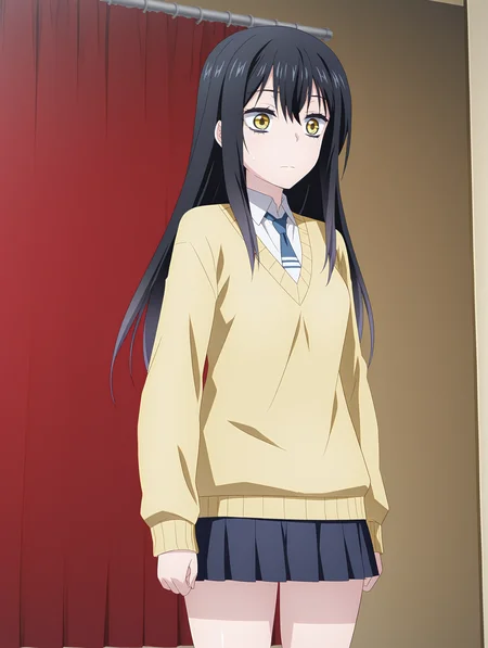 <lora:And_the_Hero_was_never_seen_again_Style_Illustrious:1> heroneverseenagain
1girl,solo,
standing,
<lora:Miko_Illustrious:0.8> yotsuya_miko, long hair, black hair, yellow eyes, gradient hair, multicolored hair,
yellow sweater,blue necktie,skirt,
masterpiece,best quality,amazing quality,
