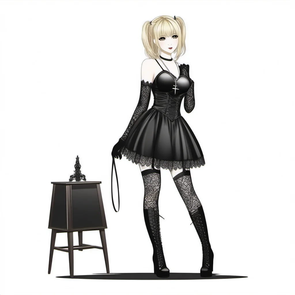 line art drawing Misa1024, a full body blond woman dressed in black laces, lace gloves, stocking, cross necklace, in japan <lora:Misa1024:0.8> . professional, sleek, modern, minimalist, graphic, line art, vector graphics