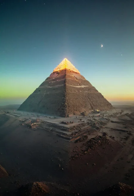 pastel neon niji colors, terraforming Pyramid Like drdnght machine hovering above planet earth 20000 bc., By YMji Shinkawa,
.atmospheric haze, Film grain, cinematic film still, highly detailed, high budget, cinemascope, moody, epic, OverallDetail, gorgeous, 2000s vintage RAW photo, photorealistic, candid camera, color graded cinematic, eye catchlights, atmospheric lighting, skin pores, imperfections, natural, shallow dof,