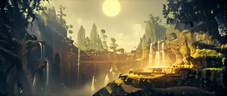 score_9, score_8_up, score_7_up, score_6_up, score_5_up, score_4_up, <lora:nier_automata_scenery:1.0> nierscene, scenery, sharp, detailed, mysterious, landscape, disembodied entities, forest, mucus, waterfall, midnight, moon, dark yellow theme, light particles, cinematic lighting <lora:add-detail-xl:1.5> <lora:xl_more_art-full_v1:1>