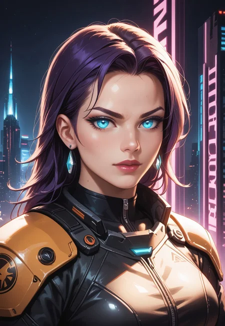 score_9, score_8_up, score_7_up, 1girl, solo, intergalactic bounty hunter, futuristic battle armor with glowing neon accents and advanced tech, dual plasma blasters with sleek designs and glowing energy cores, short spiky purple hair with cybernetic enhancements, realistic, cinematic angle, cinematic lighting, athletic body, determined face, glowing cyan eyes, combat-ready pose
BREAK
tracking a target through a bustling alien marketplace
BREAK
source_sci-fi_art, rating_explicit, expressive, full body, dynamic pose
BREAK
detailed beautiful background, vibrant alien marketplace with exotic stalls and bustling crowds, neon-lit signs and holographic advertisements, alien creatures and advanced technology, distant spacecraft and futuristic skyline, high-tech atmosphere with a sense of adventure and danger
<lora:Expressive_H:0.6>Expressiveh, (SimplepositiveXLv1:1.3), (upper body, full clothed:1.85) ((masterpiece)) (ultra realistic, 32k, masterpiece:1.2), (high detailed skin:1.1), (high quality:1.1) (((full clothed))) <lora:DandonFuga_Style_v.2_-_Pony:0.8>
<lora:add-detail-xl:1>
<lora:Dynamic Poses:1>