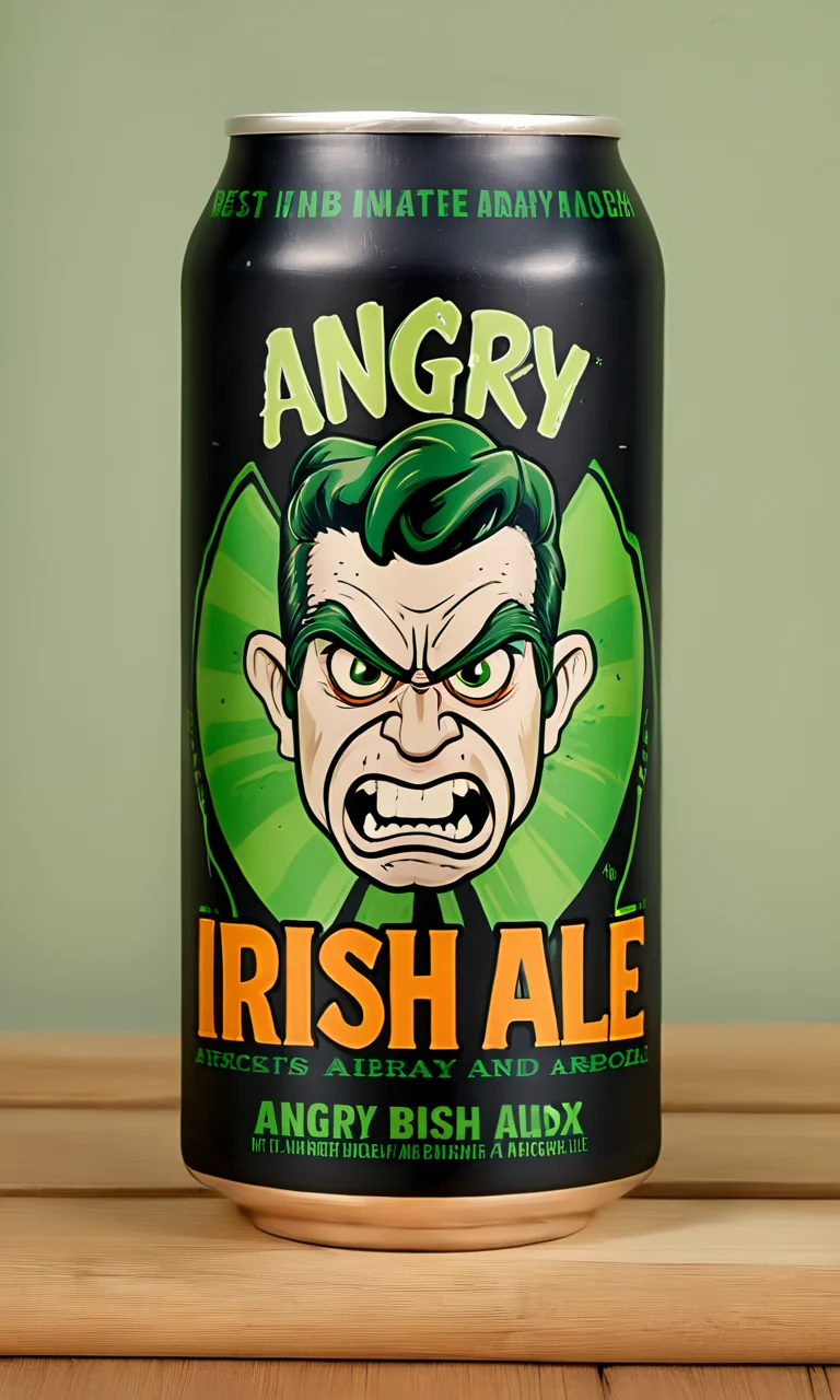 <lora:bevlabsdxl:1>, a beer can with a angry man, text " Angry Irish Ale", bevlabsdxl, best quality, masterpiece, bevlabsdxl