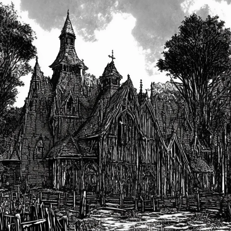gothic abandoned castle scenery, skeletons on the wooden crosses as a fence, sharp focus, 4k, art by art by EMB_rfktrbwmnga-14500