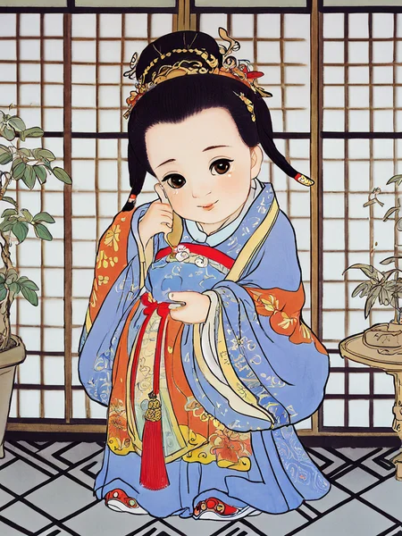 1girl,big_eyes,cute lovely,incredibly absurdres,wallpaper,upper_body,kawaii,chibi,hanfu.simple