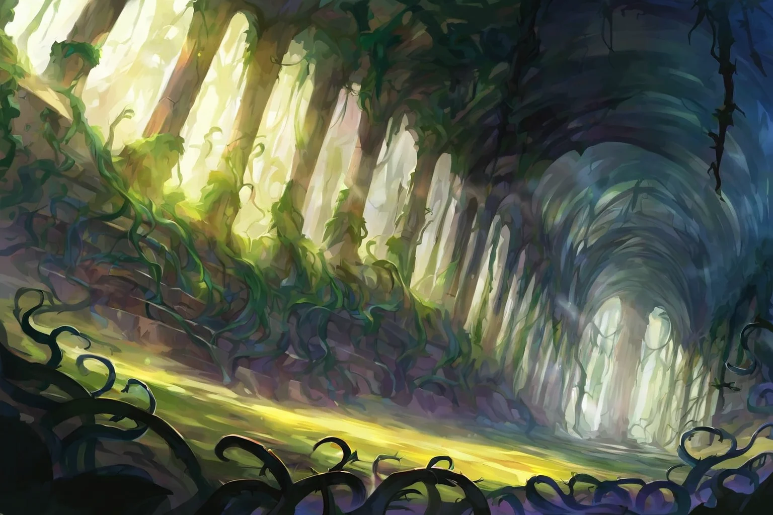 8K, score_9, score_8_up, score_7_up, acient ruins, powerful, the lush jungle, dense forest, expensive jewelry, BREAK , green life magic, volumetric lighting, in the wilds, lots of vines, beautiful face, zPDXL , detailed face, realistic, lens flare, low wide angle, (sharpness in detail:1.1), Canon EOS 5D Mark IV, masterpiece, 35mm photograph, <lora:add-detail-xl:0.6>