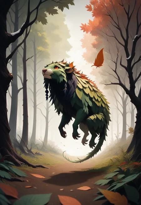 score_9, score_8_up, score_7_up, WORLD MORPH LEAVES,forest where the trees’ leaves morph into miniature floating worlds, each one representing a unique biome—snowy tundras, deserts, jungles—glowing softly as they hover in the air