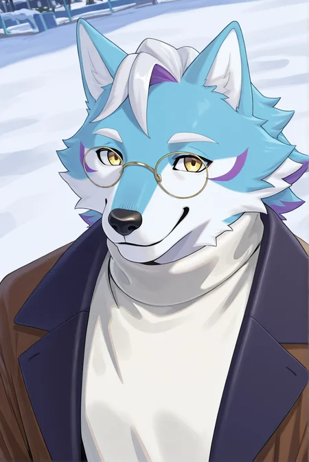 <lora:easynegative:1>, <lora:add-detail-xl:1>,  <lora:Esperdica:1>,
score_9, score_8_up, score_8, countershading, high quality, hires, detailed face, detailed eyes, detailed, high quality realistic graphics, detailed face, detailed eyes, detailed,
anthro, Esperdica (Live A Hero), wolf, male, 1boy, solo, (((headshot portrait))), (((close-up))),
Warm clothing, brown coat, white sweater, black pants, brown belt, shoes, round glasses,
standing,  smile, snow park,