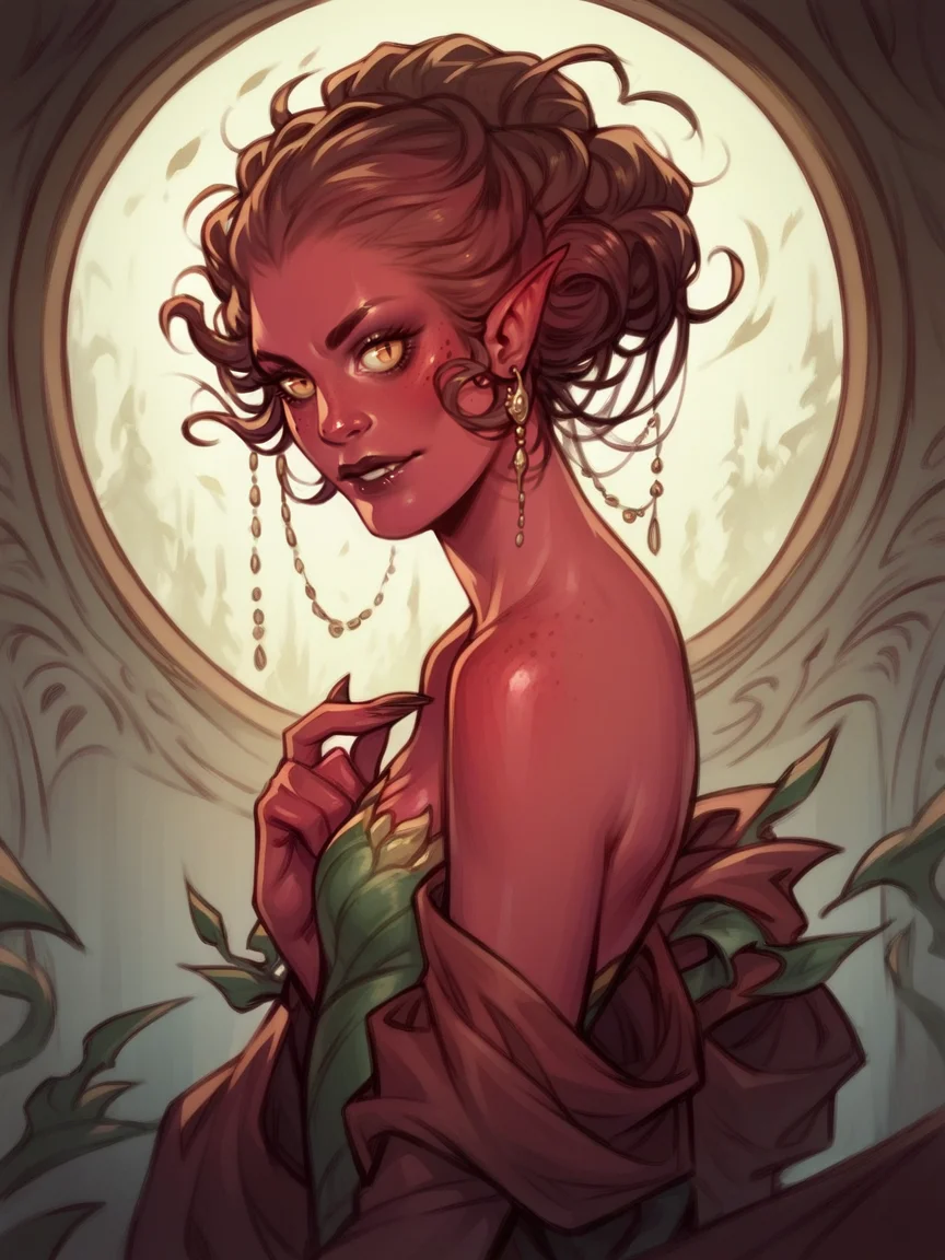 score_9, score_8_up, score_7_up, score_6_up, score_5_up, <lora:rebeccaguayXLP:1> rebecca guay, 1girl, solo, devil, red skin