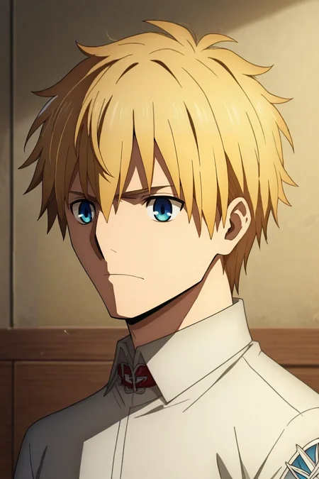 zPDXL, score_9, score_8_up, score_7_up, rating_safe, intricate details, , , 1boy, armin arlert, shingeki no kyojin, blonde hair, blue eyes, solo, upper body, school, dark, ass, distracted, aloof, oblivious, <lora:fate_go_style_pony:1.22>, fate_go_style, , <lora:sdxl_lightning_8step_lora:1>