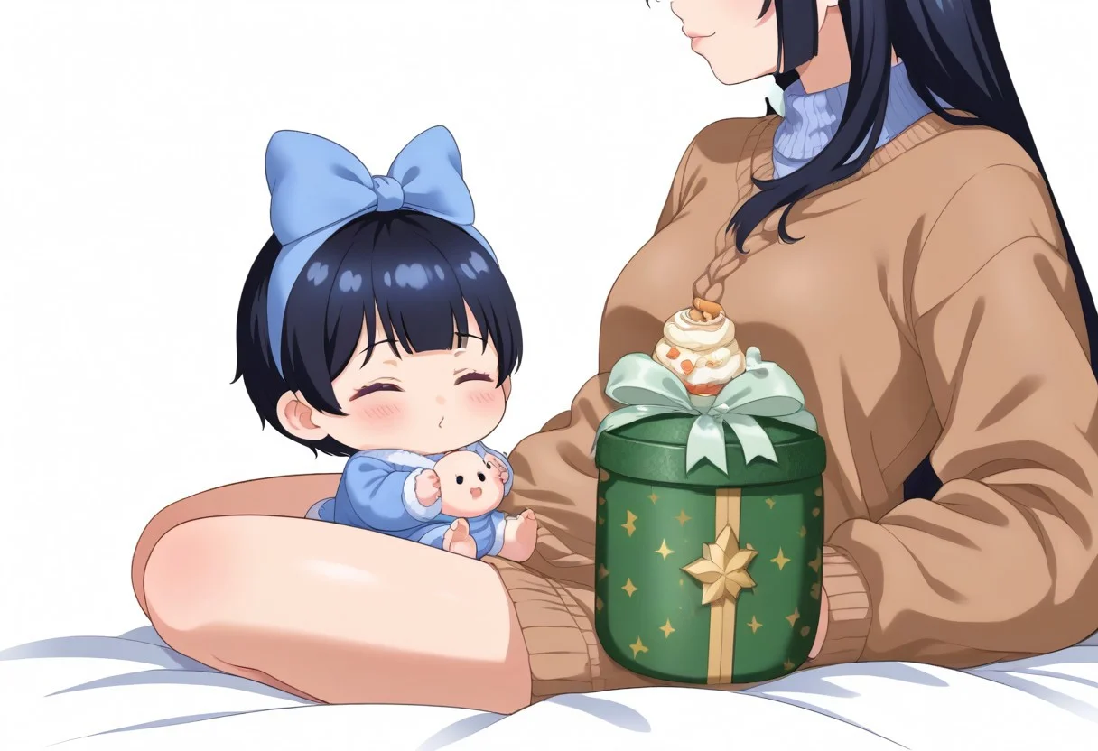 chibi solo, 1girl, medium black hair fluffy blue hanfu, wide long sleeves white hanfu, funny, chibi sitting, infant, toddler,
Fat chibi open christmas gifts, medium, baby, infant, toddler,
closing eyes, giggled, white background, christmas party, chibi, chibi, infant, force side view, force from side,