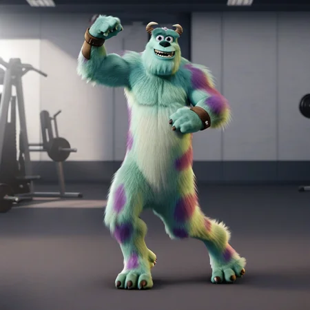 Sully1024, a very muscular furry in a gym,  detailed eyes, highly detailed, photography, ultra sharp, film, bokeh, professional, 4k  <lora:add-detail-xl:1.5>  <lora:Sully1024-000330:0.8>