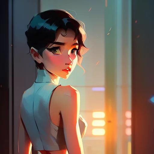 full body female , (black hair), green eyes, short hair, smirking, by (((Atey Ghailan and Emmanuel Shiu))), standing in a average shrine, at sunrise
(<SamDoesArt1>:0.84)
