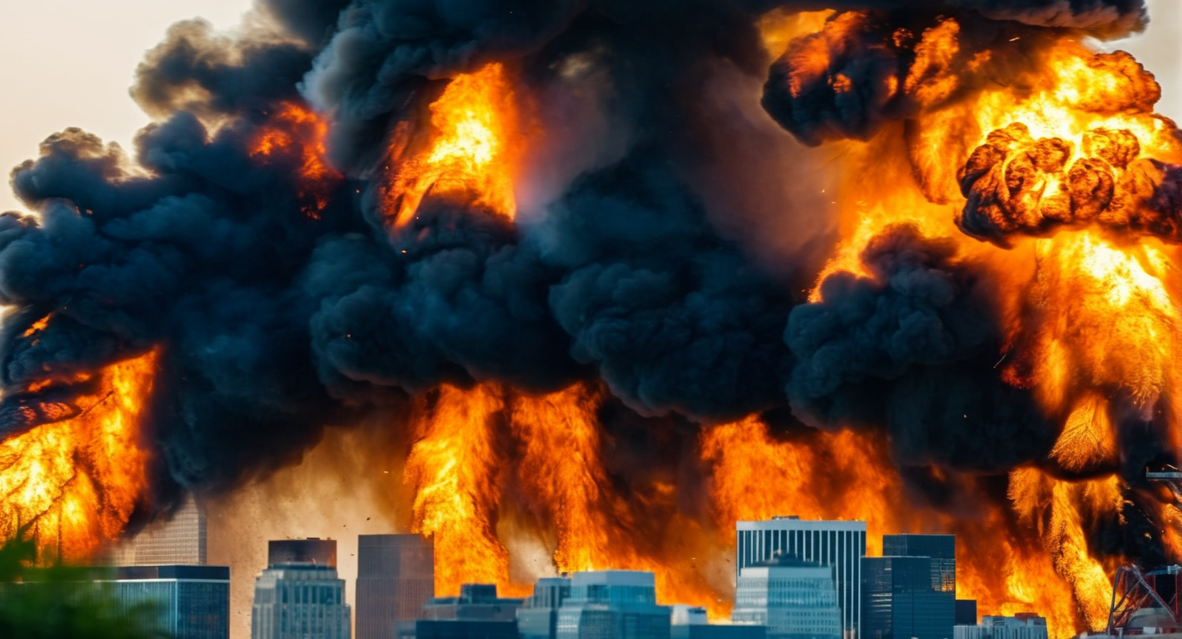 cinematic film still of  <lora:cinematic explosion style:1.5>
a large fire is raging through a city cinematic explosion style, shallow depth of field, vignette, highly detailed, high budget, bokeh, cinemascope, moody, epic, gorgeous, film grain, grainy