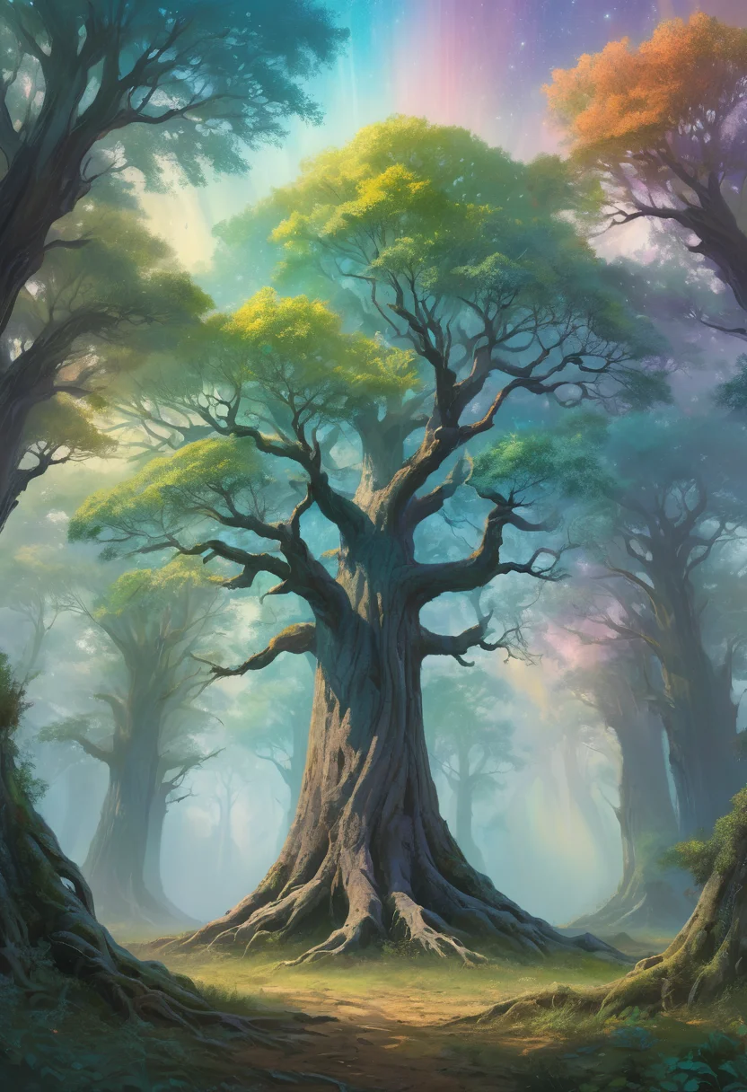 a grove of ancient trees standing together in silence, a cluster of saplings reaching toward the open sky, <lora:Artfully_TREES2-000003:0.6>, muted colors, a balance of light, form, and void, painted with soft brushstrokes, immersed in tranquil scenery, a spectrum of subtle gradients, profound layers of complexity masterpiece, detailed, best quality, absurd resolution uhd, 8k,