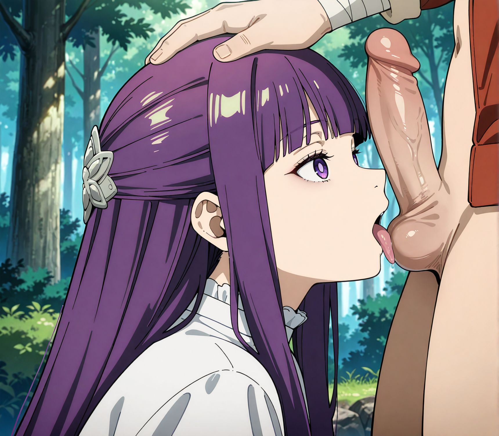 masterpiece, best quality, newest, absurdres, highres, detailed eyes, beautiful, detailed background, perfect eyes, anime coloring, anime screencap,<lora:add-detail-xl:0.5>
<lora:better_licking_testicles:0.5>licking_testiclesV2,
penis,1boy,hetero,1girl,oral,
licking,from side,licking testicles,
stark \(sousou no frieren\), 
forest, 
outdoors, 
fern \(sousou no frieren\), official art, sousou no frieren,