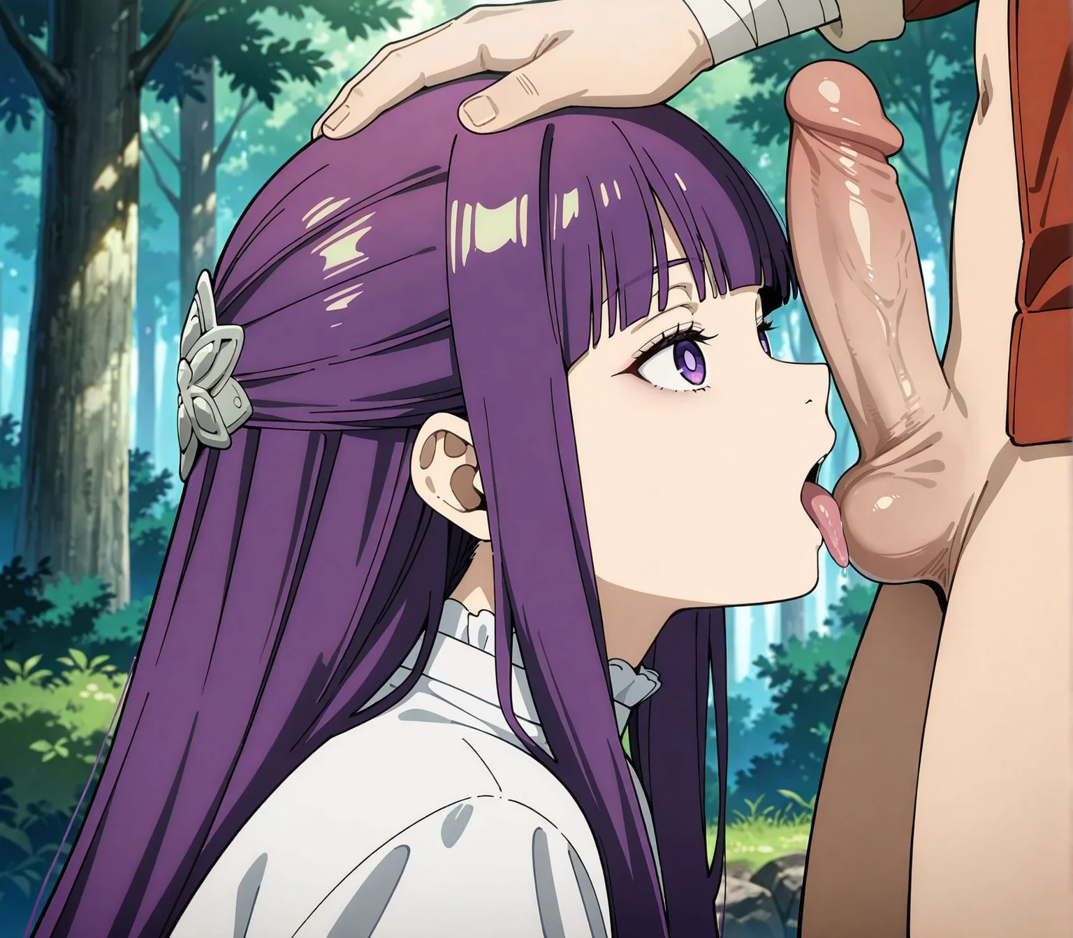 masterpiece, best quality, newest, absurdres, highres, detailed eyes, beautiful, detailed background, perfect eyes, anime coloring, anime screencap,<lora:add-detail-xl:0.5>
<lora:better_licking_testicles:0.5>licking_testiclesV2,
penis,1boy,hetero,1girl,oral,
licking,from side,licking testicles,
stark \(sousou no frieren\),
forest,
outdoors,
fern \(sousou no frieren\), official art, sousou no frieren,