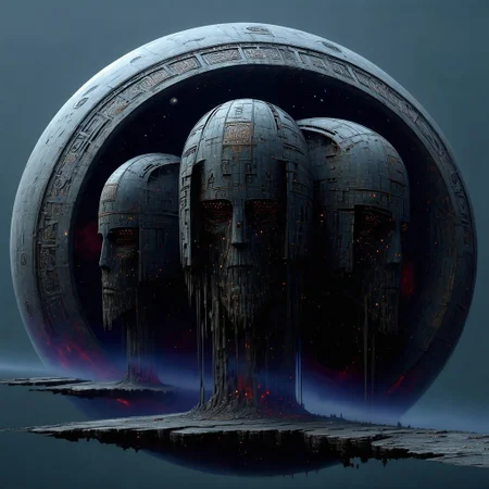 best quality, high quality, masterpiece, perfect composition, intricate details BREAK ancient slavs from outer space, grim dark, futuristic, archaeofuturism, slavic, ancient slavs, picture by Vsevolod Ivanov, sci-fi, fantasy