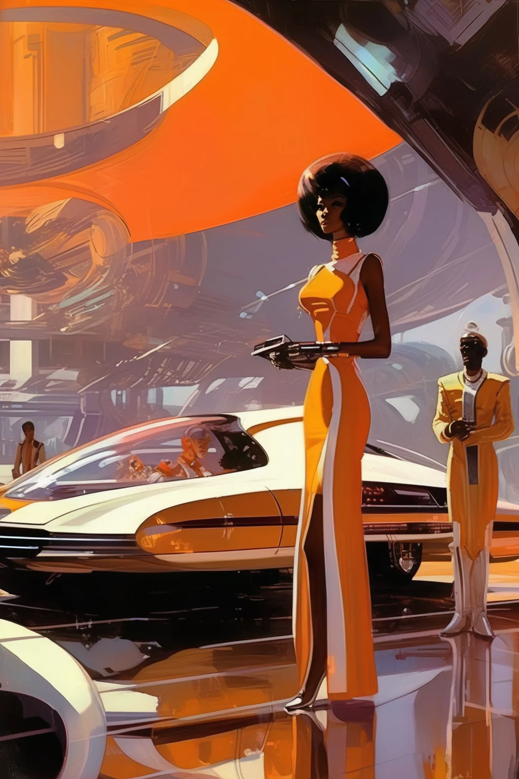 <lora:Syd Mead Style:1>Syd Mead Style - afrofuturism too like the lightining