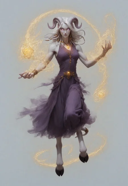 (absurdres, highres, best quality, masterpiece:1.4), 
score_9, score_8_up, score_7_up, score_6_up, 
detailed, 
detailed body, 
detailed face, 

(culDraenei, 
female, 
purple eyes, 
no sclera, 
no pupils, 
athletic, 
tall, 
slim, 
pale skin,
grey skin, 
long ears),

loose long purple dress,  
yellow pendant, 
sleeveless, 
magical spell, green aura, 

cheerful, 
(((full body))), 
posing, 
floating, 

(((white background, plain background))), 
(((no objects in background)))
