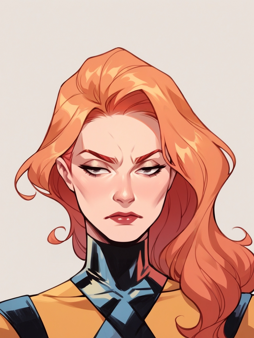 score_9, score_8_up, score_7_up, score_6_up, score_5_up,   <lora:JeanGreyXLP:1> jean grey, 1girl, long hair, orange hair, yellow bodysuit