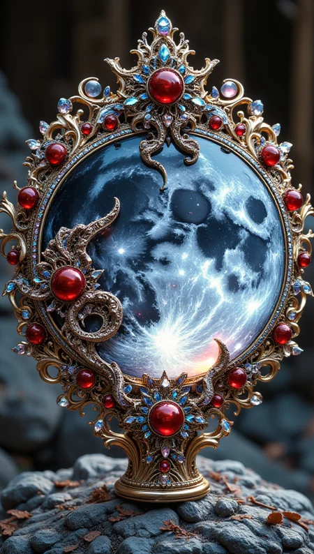 masterpiece, 4k, 8k, sharp, a intricate representation of a moon made of gems. There are pearl that are red and embedded inside of the crown, the light is cinematic during day in a pleasant nature setting.
detailmaximizer, Midjourney_Whisper <lora:[Flux1]_flux_vividizer:0.3> <lora:[Flux1]_scenery_lora_comfy_converted:0.2> <lora:[Flux1]_Opal_Fantasy_Flux:0.5> <lora:[Flux1]_aidmaPsychadelicChaosWorld-FLUX-v0.1:0.3> <lora:[Flux1]_aidmaImageUpgrader-FLUX-V0.1:0.1> <lora:[Flux1]_midjourney_whisper_flux_lora_v01:0.1> <lora:[Flux1]_SXZ_Nixeu_Flux:0.5>