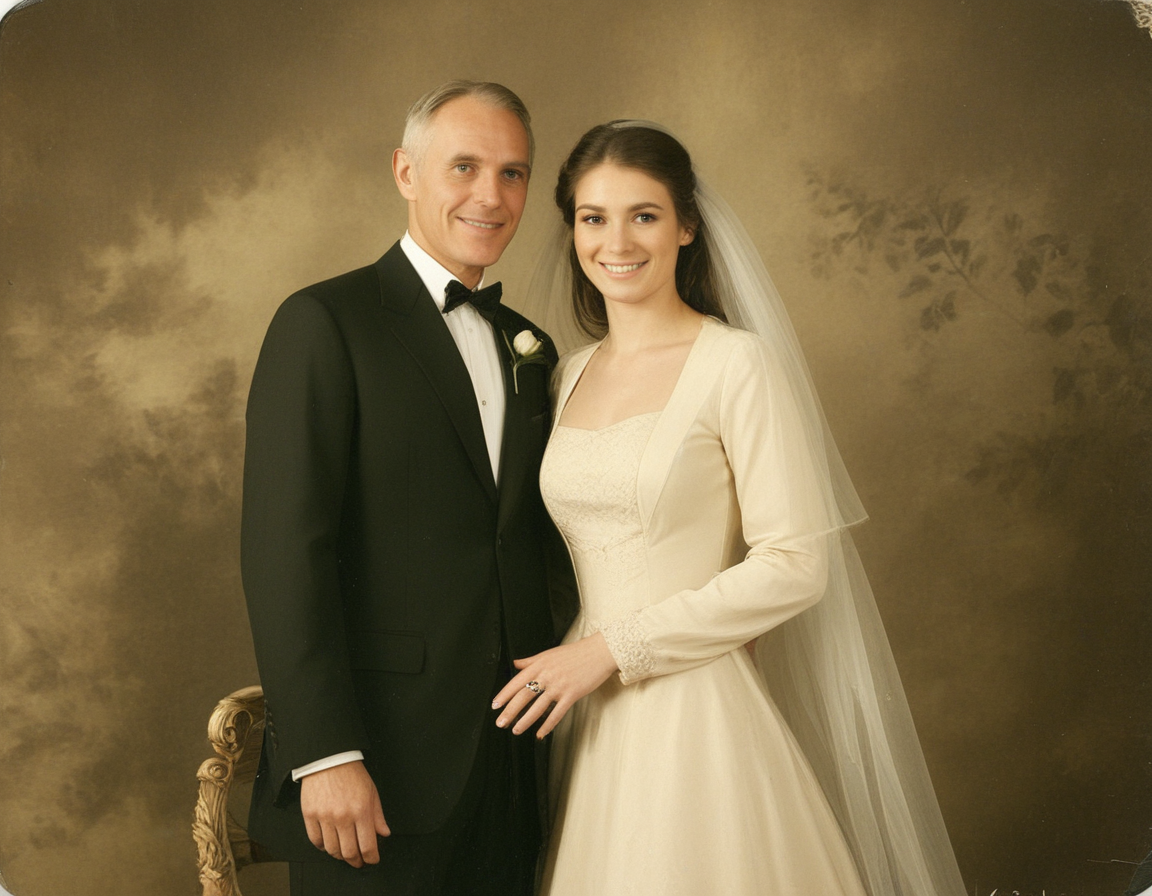 	old couple, vintage, sepia
loving look, artist name, dress, formal, little smile, shirt, long sleeves, husband and wife
sepia