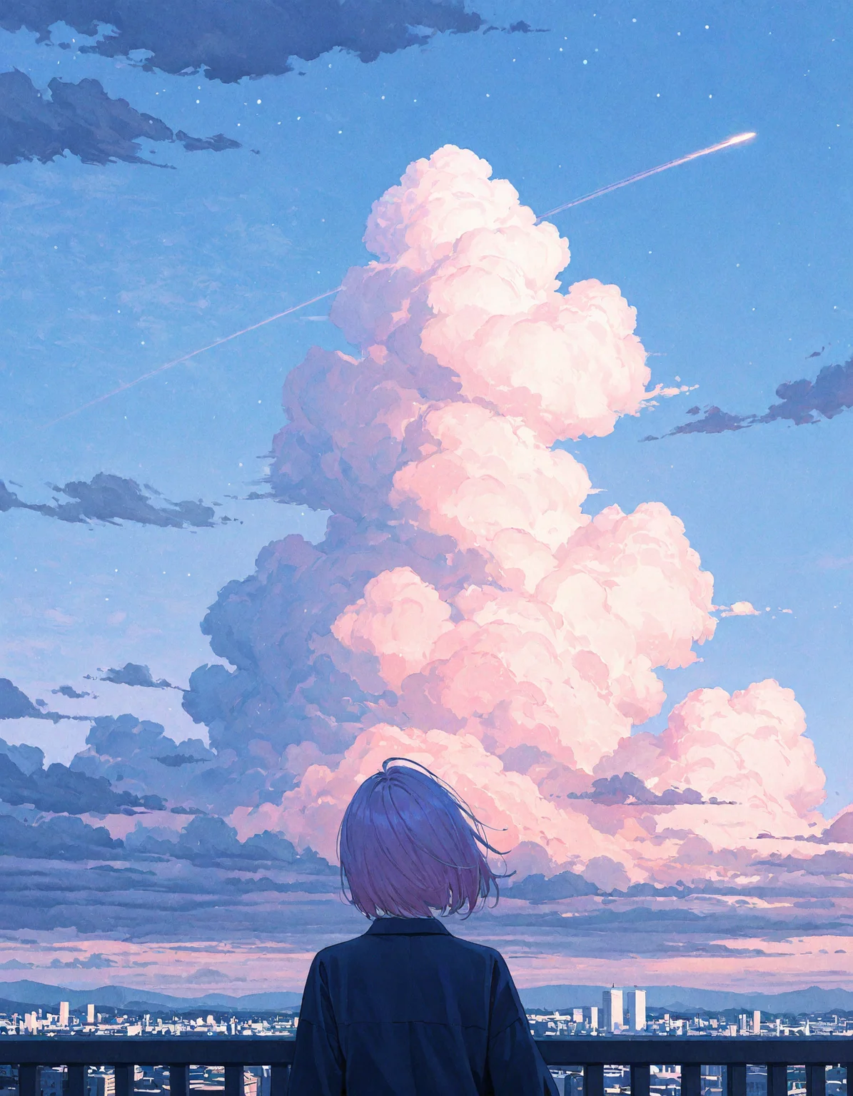 atnr, 1girl, Notary Woman, she is magnificent, at Twilight, clouds, contours, cosmic, creases, dark, deep, diffused, hair, pale, sense, suggesting, terraces, <lora:ATNR_V1.1_Lokr_f4_warmup_stable_decay:0.7>