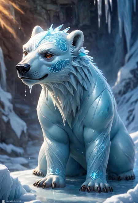 masterpiece, best_quality, ultra-detailed, very detailed, nsfw, shallow depth of field, (skin texture), (realistic texture skin), 
isometric style (menacing ice polar bear head seal body hybrid) <lora:LoromXL_Druidic_Naturalism:0.6>, vibrant, stunningly beautiful, crisp, detailed, sleek, ultramodern, warm natural highlights, dark aquamarine shadows, high contrast, luminous reflections, rtx on, subsurface scattering, dynamic hdr tone mapping, volumetric lighting, screenspace reflection, Physically-Based Rendering, Unity WÄtÄ environmental water . vibrant, beautiful, crisp, detailed, ultra detailed, intricate
covered in druidic ice armour <lora:LoromXL_Druidic_Naturalism:0.6>, luminous reflections, rtx on, subsurface scattering, dynamic hdr tone mapping, volumetric lighting, screenspace reflection, Physically-Based Rendering, Unity WÄtÄ environmental water