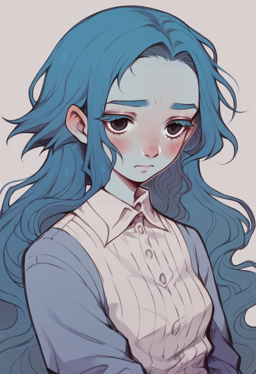 score_9, score_8_up, score_7_up, score_6_up, score_5_up,   <lora:DKXLP:1> dk, 1girl, long hair, blush, blue hair,