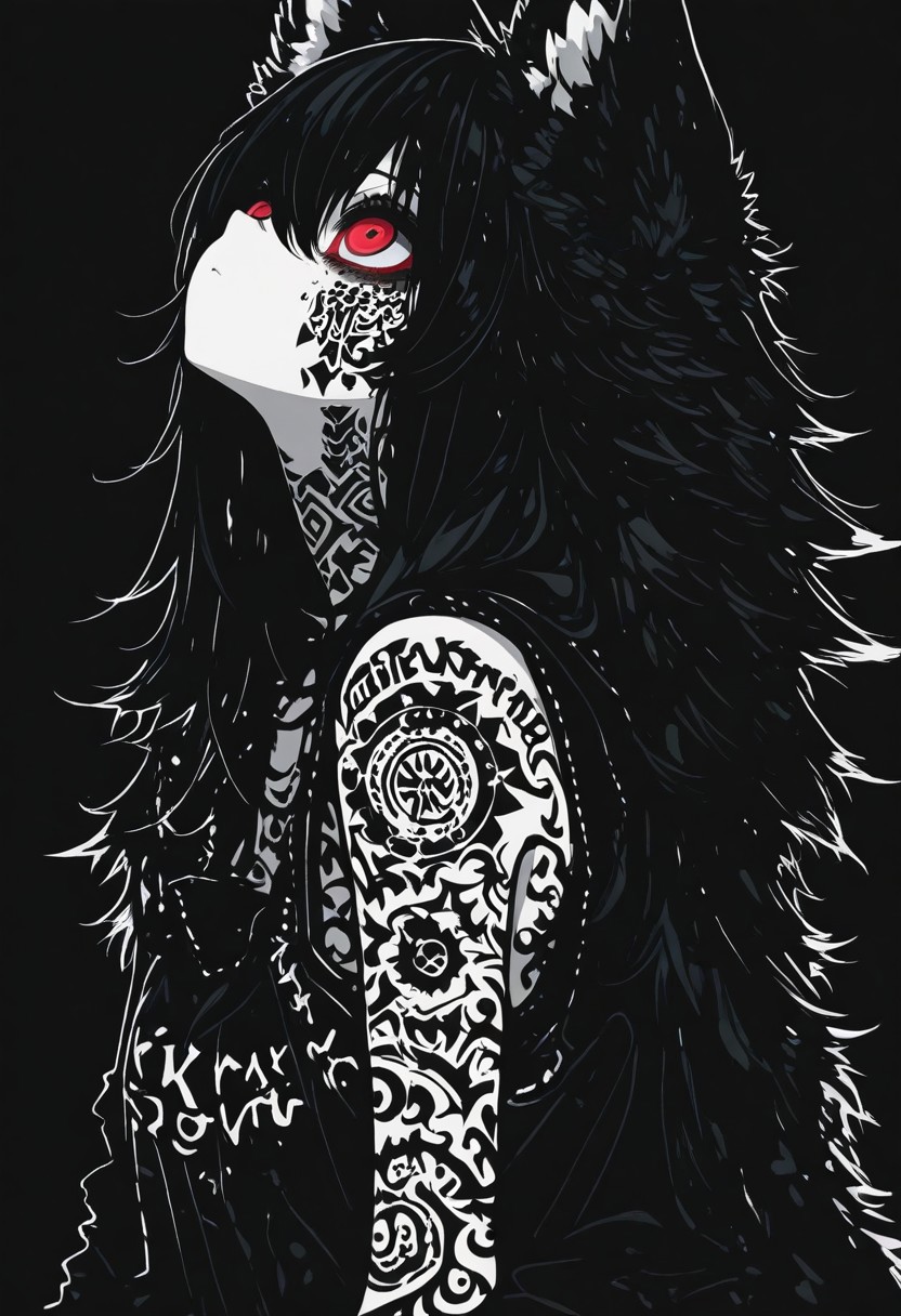1 girl , 1 wolf , celtic tattoos , norse tattoo ,
masterpiece ,best quality ,amazing quality, sometyome_illu ,k4_illu ,xxx667_illu ,