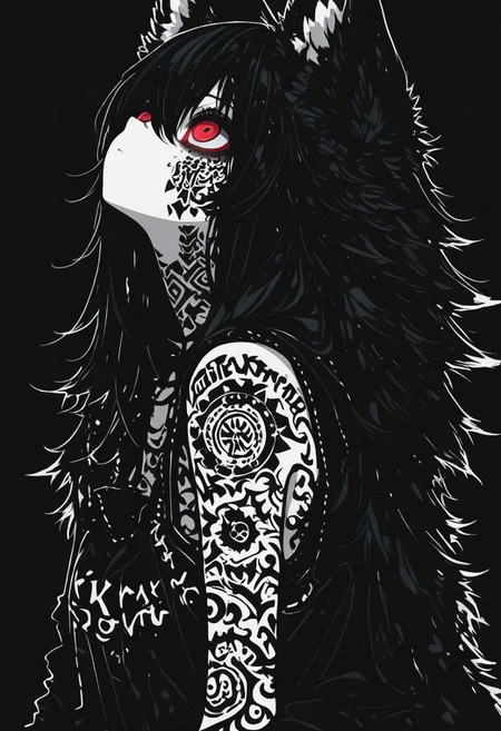 1 girl , 1 wolf , celtic tattoos , norse tattoo ,
masterpiece ,best quality ,amazing quality, sometyome_illu ,k4_illu ,xxx667_illu ,