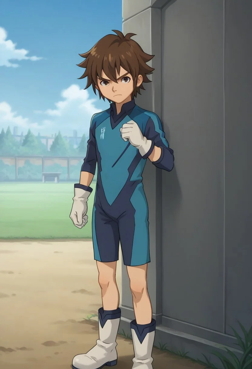 score_9, score_8_up, score_7_up, source_anime, highly detailed,
handa,
1boy, male focus, solo, brown hair, hair between eyes, brown eyes, sportwear, soccer uniform, revolution soccer uniform, long sleeves, bodysuit, gloves, white gloves, boots, white boots, frown,
outdoor,