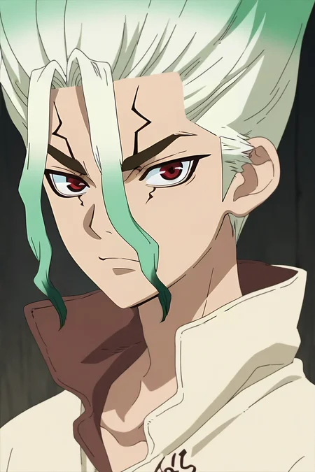 score_9, score_8_up, score_7_up, source_anime, anime screencap, , official style, looking at viewer, upper body, , 1boy, solo, male focus, <lora:senkuu_ishigami_pony:0.9>, senkuu_ishigami, green hair, red eyes, multicolored hair, two-tone hair, white hair, facial mark, , ancient rome, Head tilted to the side, indicating thoughtfulness, <lora:sdxl_lightning_8step_lora:1>