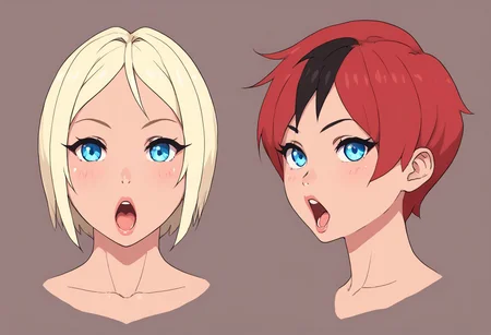 score_9, score_8_up, score_8, multiple views, <lora:concept:1>,conceptart, i thought i'd show a bit of my person character for this week, multiple girls, red hair, short hair, blue eyes, blonde hair, :<, black hair, long hair, hood, looking at viewer, open mouth, blush, fellatrix female style,anibody
