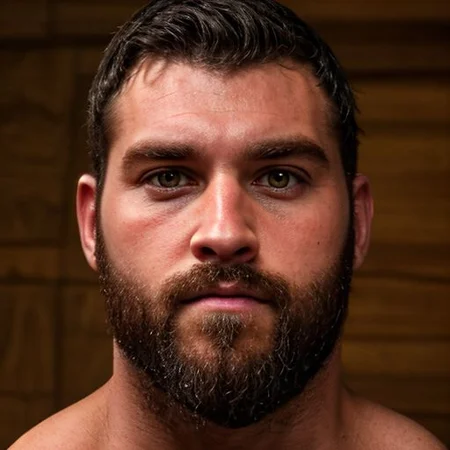 instagram photo, portrait photo of musclebearcoffee, perfect face, natural skin, film grain, skin imperfections, face close-up, realistic photography, hazel eyes, beard, realistic, masterpiece, intricate details, detailed background, depth of field, dynamic pose