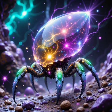 highly detailed, intricate, detailed background, award-winning macro photo, short depth of field, fractal art, the diminutive "four-legged flubterhans" is a bewildering and unique crystalline organism roaming the monkiflonged crystalline lands of its homeworld "koldberry tertius", its chromatic translucent exoskeleton shimmering with iridescent colors under a globbershmoggled tempestuous sky, dappled sunlight, neon hues, golden ratio, in the style of ck-ovf, amanoer, arsmjstyle, dnddarkestfantasy, aidmafluxpro1.1,
<lora:style-oneviolentfantasy-ep21-flux-by_chronoknight:0.64>
<lora:style-yoshitaka_amano-elden_ring-flux-by_alicient:0.4>
<lora:style-dnd_dark_fantasy-flux-by_arsmachina:0.52>
<lora:flux_pro1.1_detailer-v0.2-flux-by_aidma:0.56>