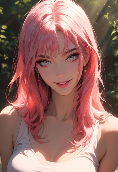 masterpiece,best quality, highly detailed, score_9, score_8_up, score_7_up, score_6_up, source_cartoon,
BREAK
1MILF, slim waist, large natural breasts with slight sagging, braless, tanned skin, light makeup (glossy pink lips, soft eyeliner, defined eyebrows), long red hair, wavy strands, tight tank top, denim shorts, playful expression, looking at viewer with a smile, extreme close-up on face and upper body, suburban setting, bright lighting, rich details, soft shadows, intense focus, raw power dynamics
BREAK
dynamic light, warm_light, vibrant colors warm_colors, soft focus, high contrast, textured surfaces, depth of field, golden hour lighting, dramatic shadows, rich details, nature-inspired color palette, playful composition.