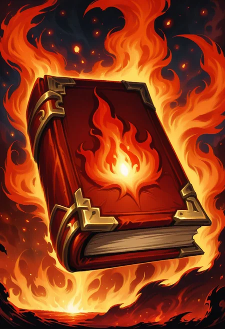 ((masterpiece, best quality)), high resolution, highly detailed, 32k picture,
zzmagicbook, 
red book, glowing, fire symbol,