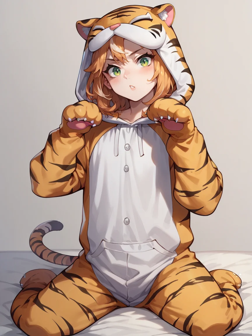 score_9, score_8_up, score_7_up, score_6_up, score_5_up, <lora:KittyonesieXLP2:0.7> kitty onesie, animal costume, hood, tail, solo, 1girl, tiger print, cat costume,