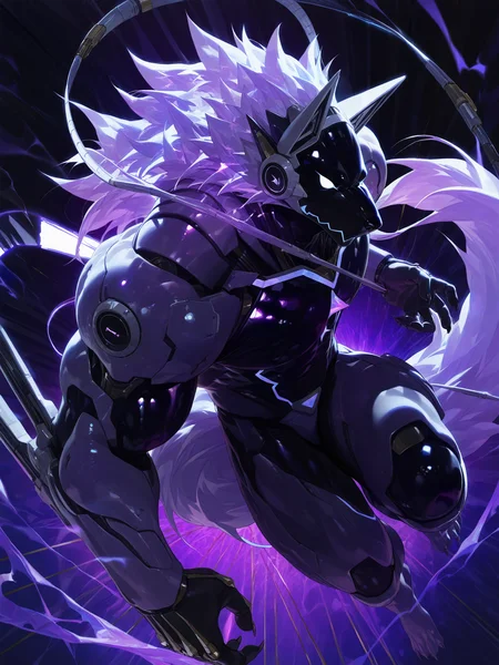 furry male, male focus, bara, mature male,
biomechanical style handsome furry anthro man, manly, lean body, solo, portrait, full body, blend of organic and mechanical elements, futuristic, cybernetic, detailed, intricate, wolf boy, tail, purple theme,
BREAK (modare:0.7), (ribao:0.6), (omone hokoma agm:0.5)
BREAK very awa, masterpiece, best quality, amazing quality, very aesthetic, newest