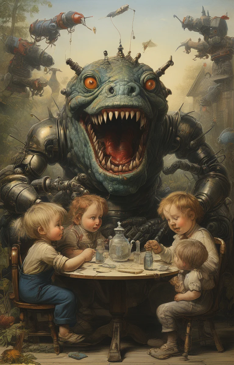 masterpiece,best quality,<lora:tbh274-sdxl:0.9>,illustration,style of Thomas Nast portrait of Housework robots