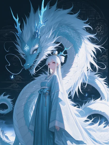 masterpiece, best quality, amazing quality, very aesthetic, absurdres, newest, (Extreme Close-up:1.3), Front view, symmetrical structure, a (Huge:1.2) Chinese dragon's head, looking at viewer, her elegant silhouette outlined against the dark night sky. the blue night sky emitting a soft, ethereal light that illuminated the Earth.
Her delicate hanfu, embroidered with intricate patterns, flow gently in the night breeze, catching the faint light of the stars.Dragon Horn, <lora:ponyv4_noob1_2_adamW-000017:0.7000000000000001> <lora:USNR_STYLE_XL_lokr:1>