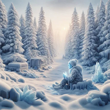 fr0stwrld, snow, ice, around a camp fire