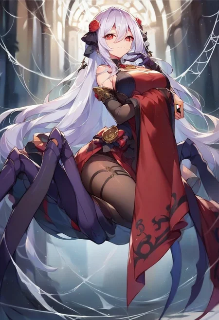 <lora:DriderSpider_girl_-_Pony:1> drider, spider eyes, score_9, score_8_up, score_7_up, score_6_up, score_5_up, score_4_up, hd, (ultra hd quality details), 8K, Illustration, official artwork, anime style, wallpaper, official art, 2d illustration, rating_explicit